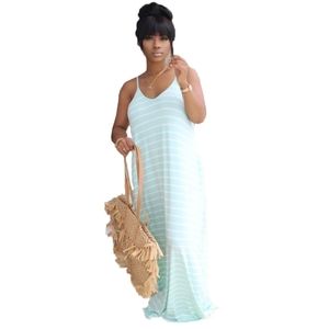 Robin eggs blue striped maxi dress w/pockets